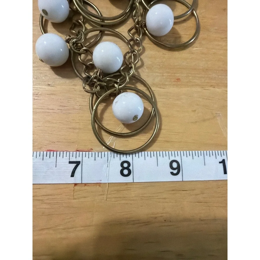 Antique Brass White Orb  Geometric Circle Tiered Statement‎ Bib Necklace Chucky